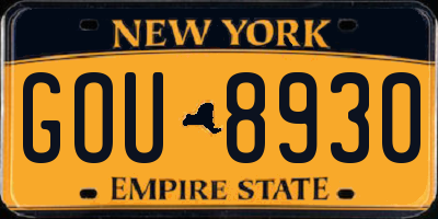 NY license plate GOU8930
