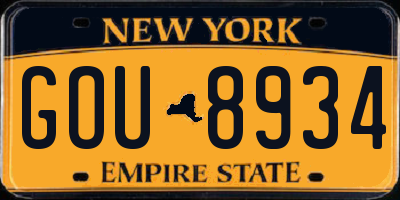 NY license plate GOU8934