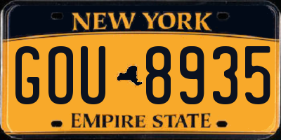 NY license plate GOU8935