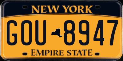 NY license plate GOU8947