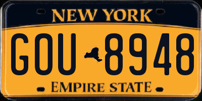 NY license plate GOU8948