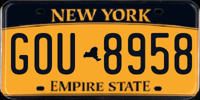 NY license plate GOU8958