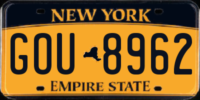 NY license plate GOU8962