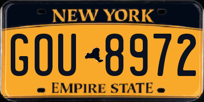 NY license plate GOU8972