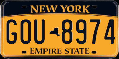 NY license plate GOU8974