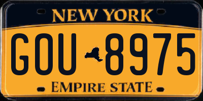 NY license plate GOU8975