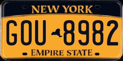 NY license plate GOU8982