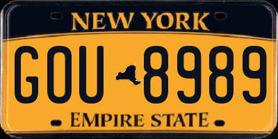 NY license plate GOU8989