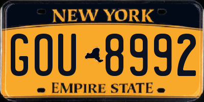NY license plate GOU8992
