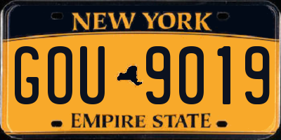 NY license plate GOU9019