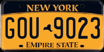 NY license plate GOU9023