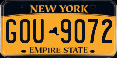 NY license plate GOU9072