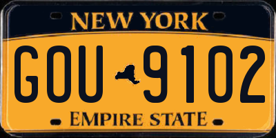 NY license plate GOU9102