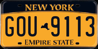 NY license plate GOU9113