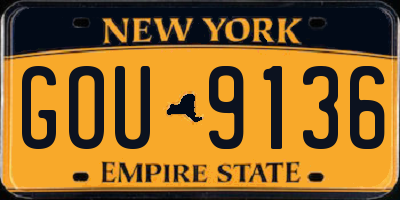 NY license plate GOU9136
