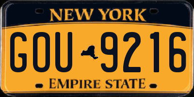 NY license plate GOU9216