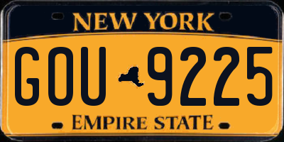 NY license plate GOU9225