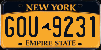 NY license plate GOU9231
