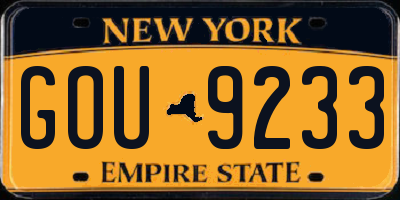 NY license plate GOU9233