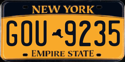NY license plate GOU9235