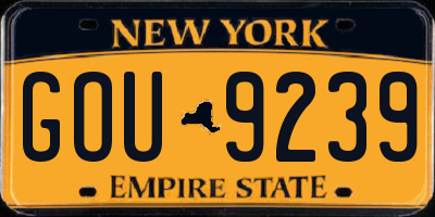 NY license plate GOU9239