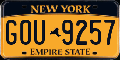 NY license plate GOU9257