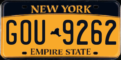 NY license plate GOU9262