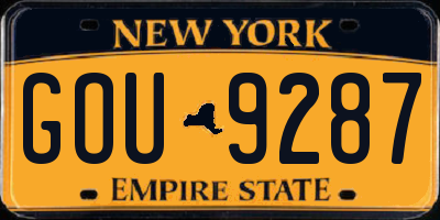 NY license plate GOU9287