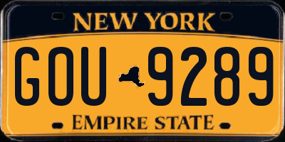 NY license plate GOU9289