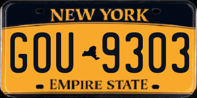 NY license plate GOU9303