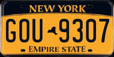 NY license plate GOU9307