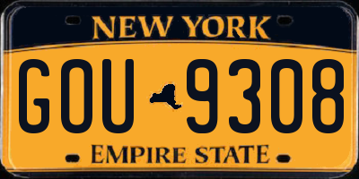 NY license plate GOU9308