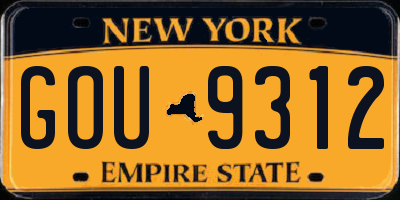NY license plate GOU9312