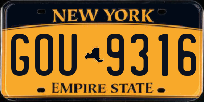 NY license plate GOU9316