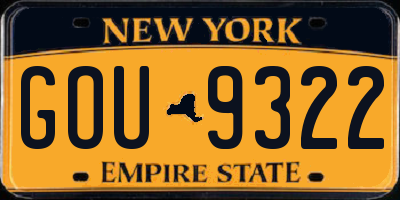 NY license plate GOU9322