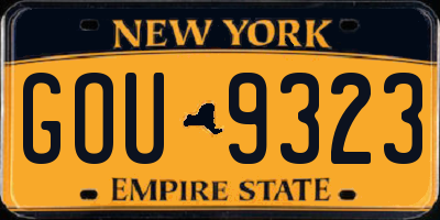 NY license plate GOU9323