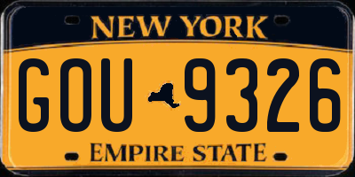 NY license plate GOU9326