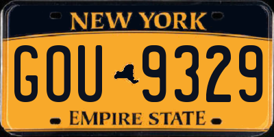NY license plate GOU9329