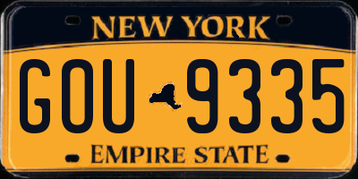NY license plate GOU9335