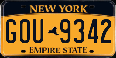 NY license plate GOU9342