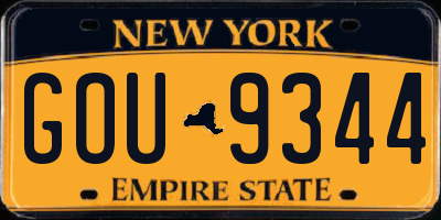 NY license plate GOU9344