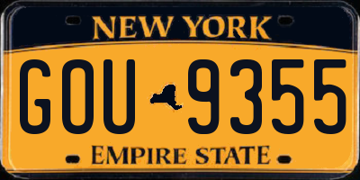 NY license plate GOU9355