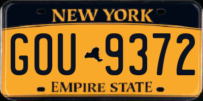 NY license plate GOU9372