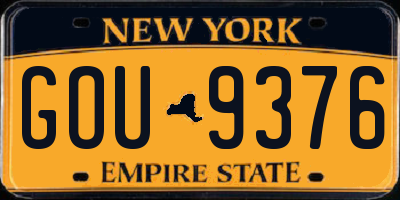 NY license plate GOU9376