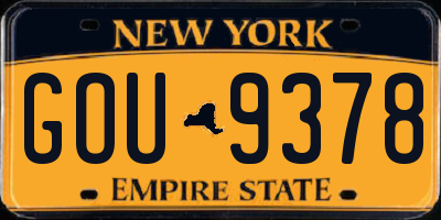NY license plate GOU9378