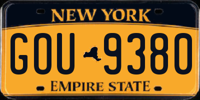 NY license plate GOU9380