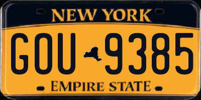 NY license plate GOU9385