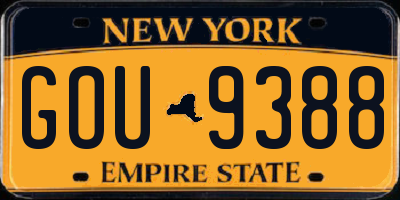 NY license plate GOU9388