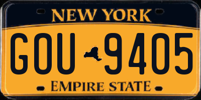 NY license plate GOU9405