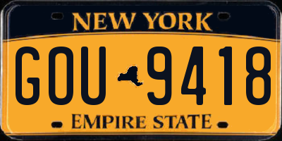 NY license plate GOU9418
